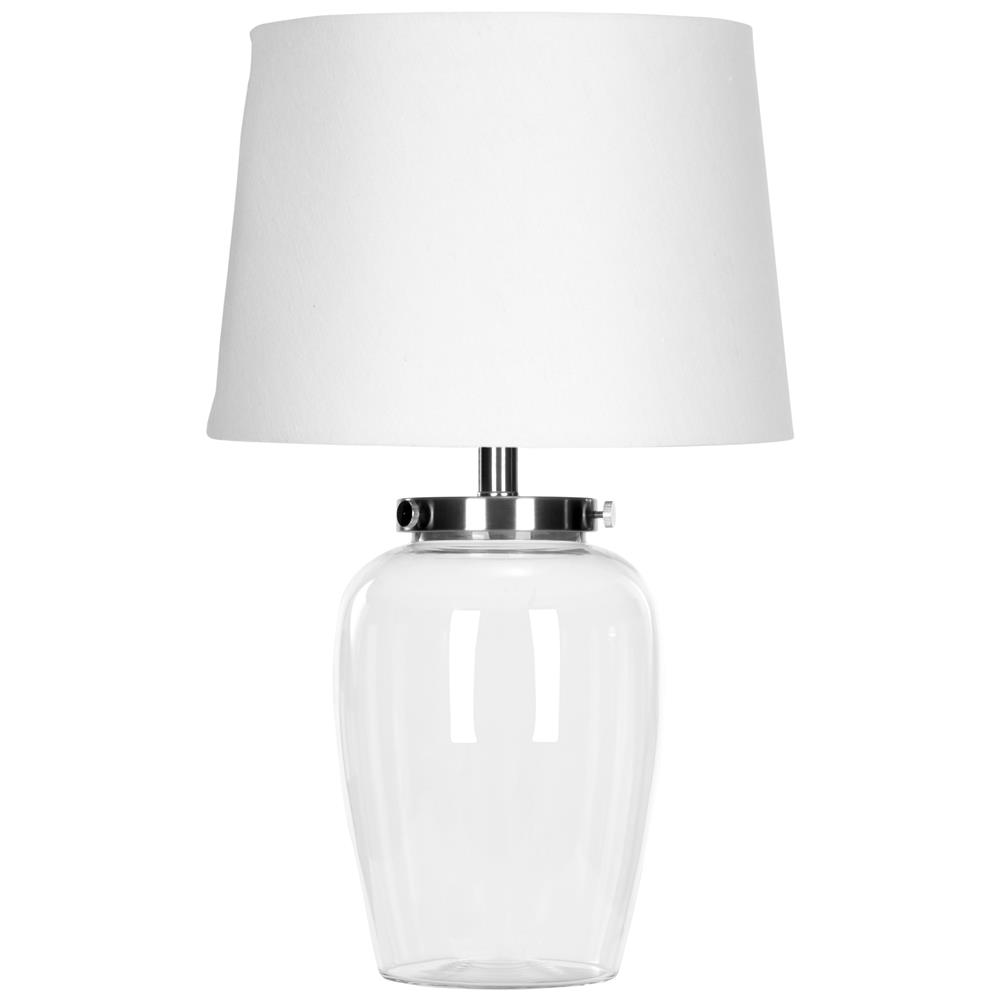 Safavieh LIT4066A EVAN CLEAR GLASS NICKEL NECK AND BODY TOP TABLE LAMP